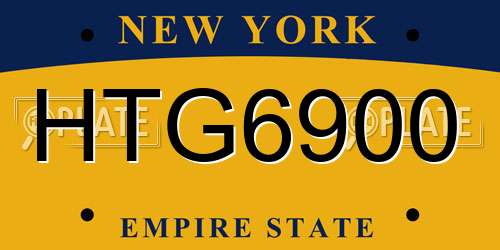 HTG6900 New York License Plate