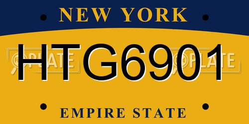 HTG6901 New York License Plate