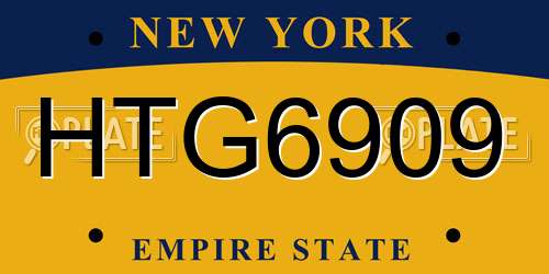 HTG6909 New York License Plate