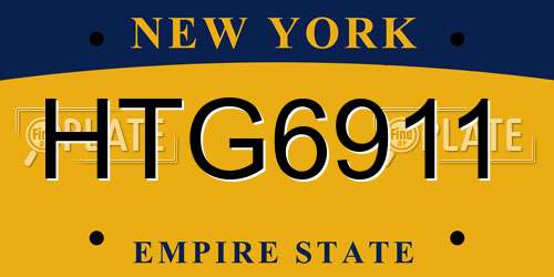 HTG6911 New York License Plate