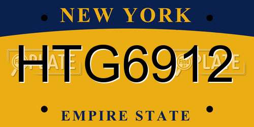 HTG6912 New York License Plate