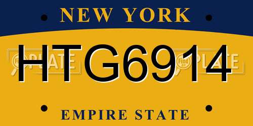 HTG6914 New York License Plate