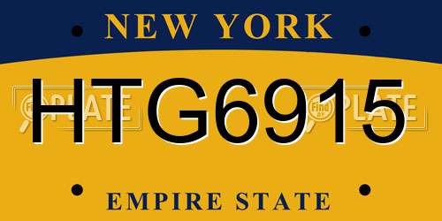 HTG6915 New York License Plate