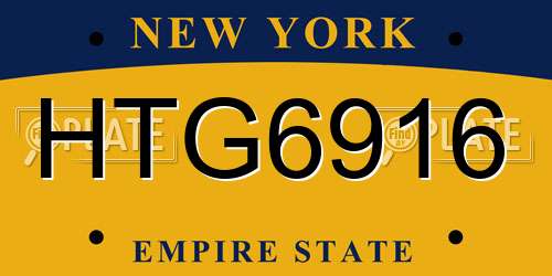 HTG6916 New York License Plate