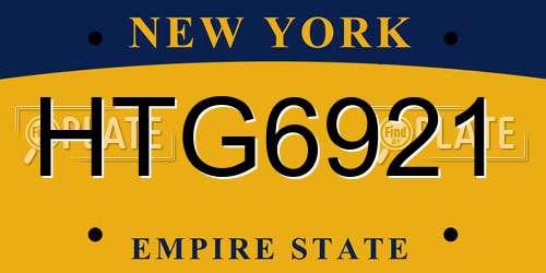 HTG6921 New York License Plate