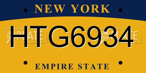 HTG6934 New York License Plate