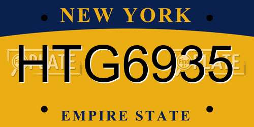 HTG6935 New York License Plate