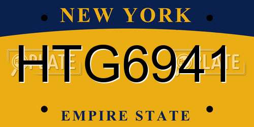 HTG6941 New York License Plate