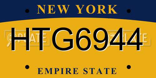 HTG6944 New York License Plate