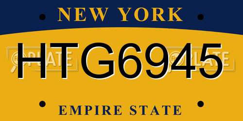 HTG6945 New York License Plate