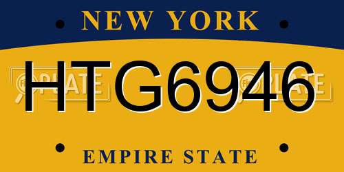 HTG6946 New York License Plate
