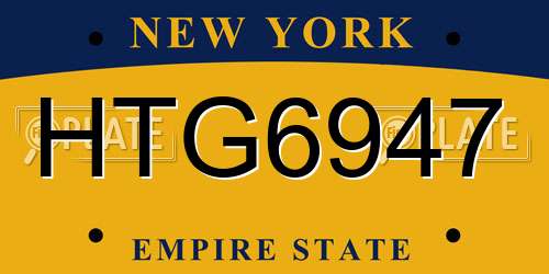 HTG6947 New York License Plate