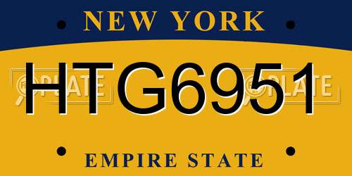 HTG6951 New York License Plate