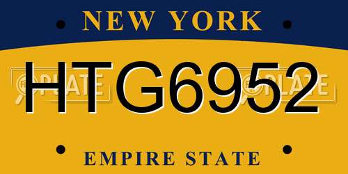 HTG6952 New York License Plate
