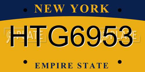 HTG6953 New York License Plate