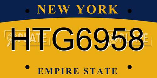HTG6958 New York License Plate