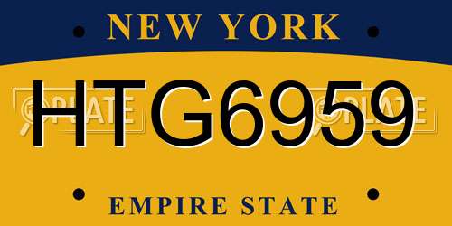 HTG6959 New York License Plate