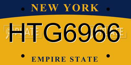 HTG6966 New York License Plate