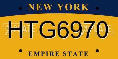 HTG6970 New York License Plate