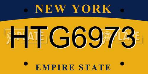 HTG6973 New York License Plate