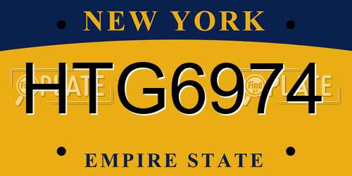 HTG6974 New York License Plate