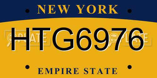 HTG6976 New York License Plate