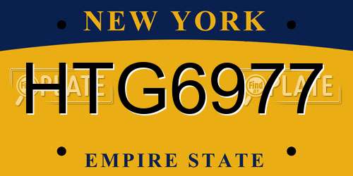 HTG6977 New York License Plate