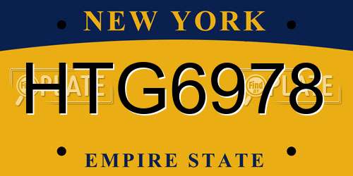 HTG6978 New York License Plate