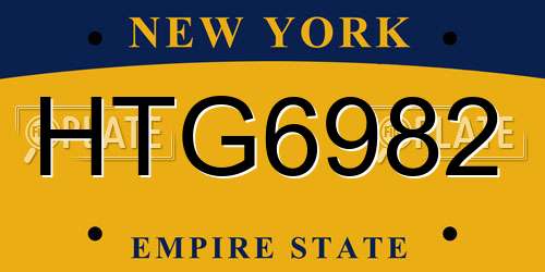 HTG6982 New York License Plate