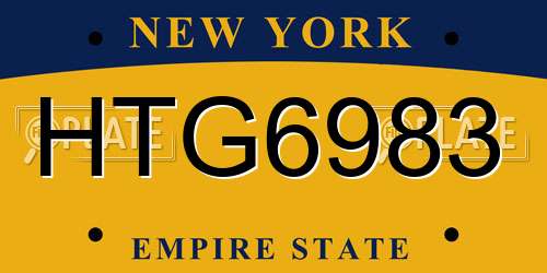 HTG6983 New York License Plate