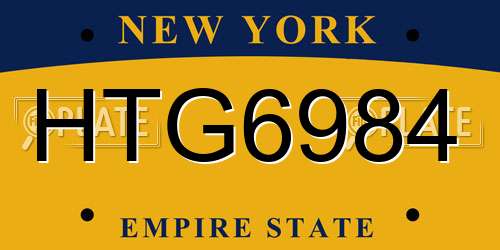 HTG6984 New York License Plate