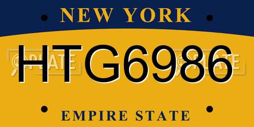 HTG6986 New York License Plate