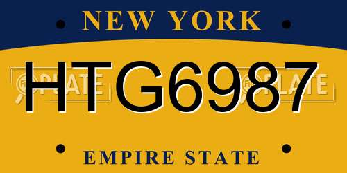 HTG6987 New York License Plate