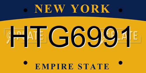 HTG6991 New York License Plate
