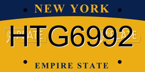 HTG6992 New York License Plate