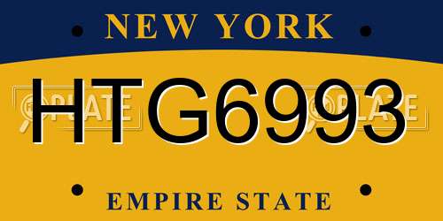 HTG6993 New York License Plate