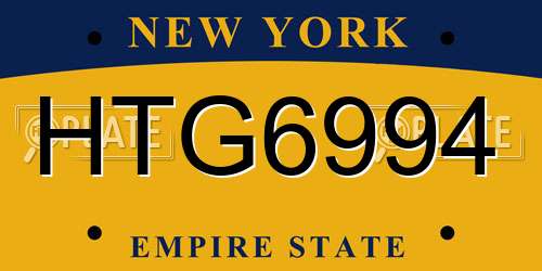 HTG6994 New York License Plate