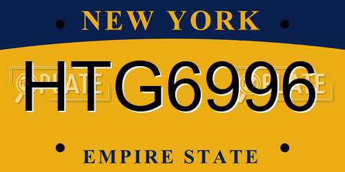 HTG6996 New York License Plate