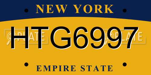 HTG6997 New York License Plate
