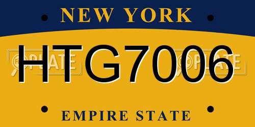 HTG7006 New York License Plate