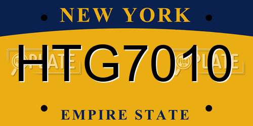 HTG7010 New York License Plate