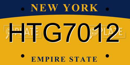HTG7012 New York License Plate