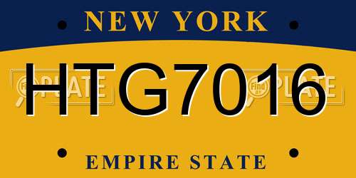 HTG7016 New York License Plate