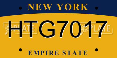 HTG7017 New York License Plate
