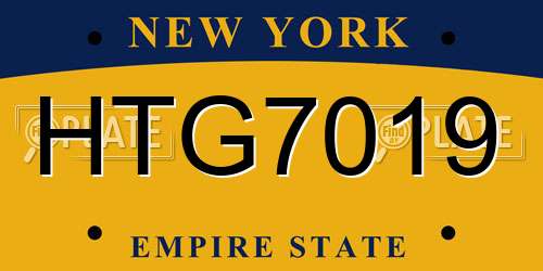 HTG7019 New York License Plate