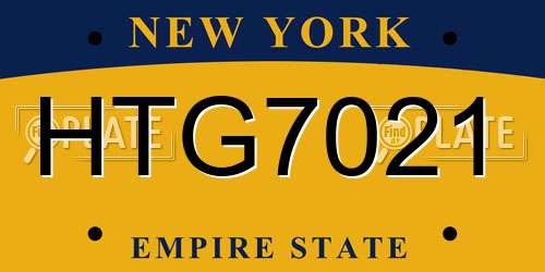 HTG7021 New York License Plate