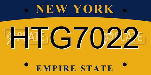 HTG7022 New York License Plate