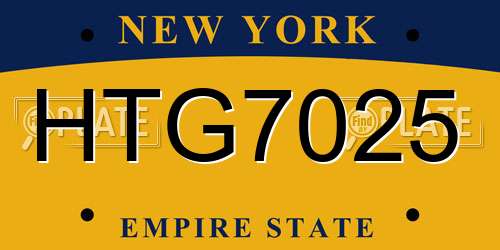 HTG7025 New York License Plate