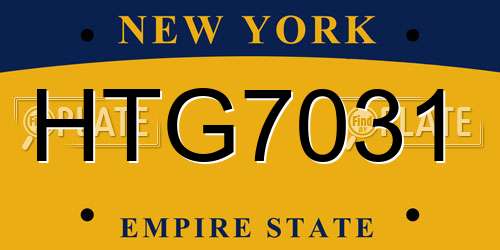 HTG7031 New York License Plate