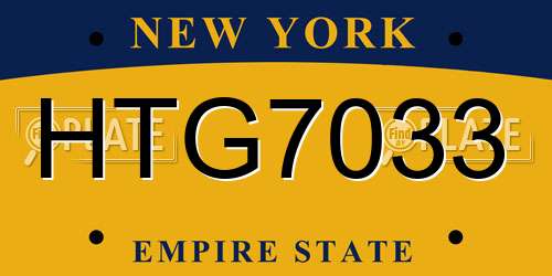 HTG7033 New York License Plate